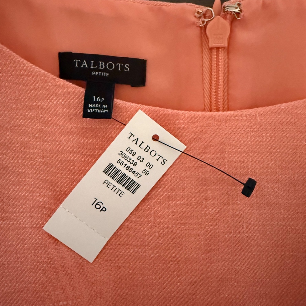 Talbots Petite Sleeveless Linen Blend pink/Coral Dress Size 16p - Picture 8 of 10